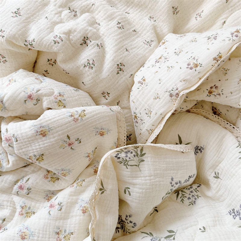Summer Cotton Quilt Set with Floral Patterns - Multiple Sizes & Styles