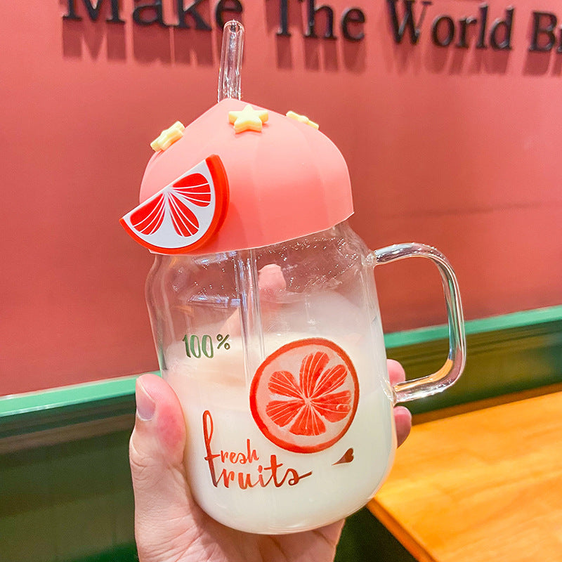 Large Capacity Tempered Glass Fruit Drinkware - High Temperature Resistant Transparent Glass Cup