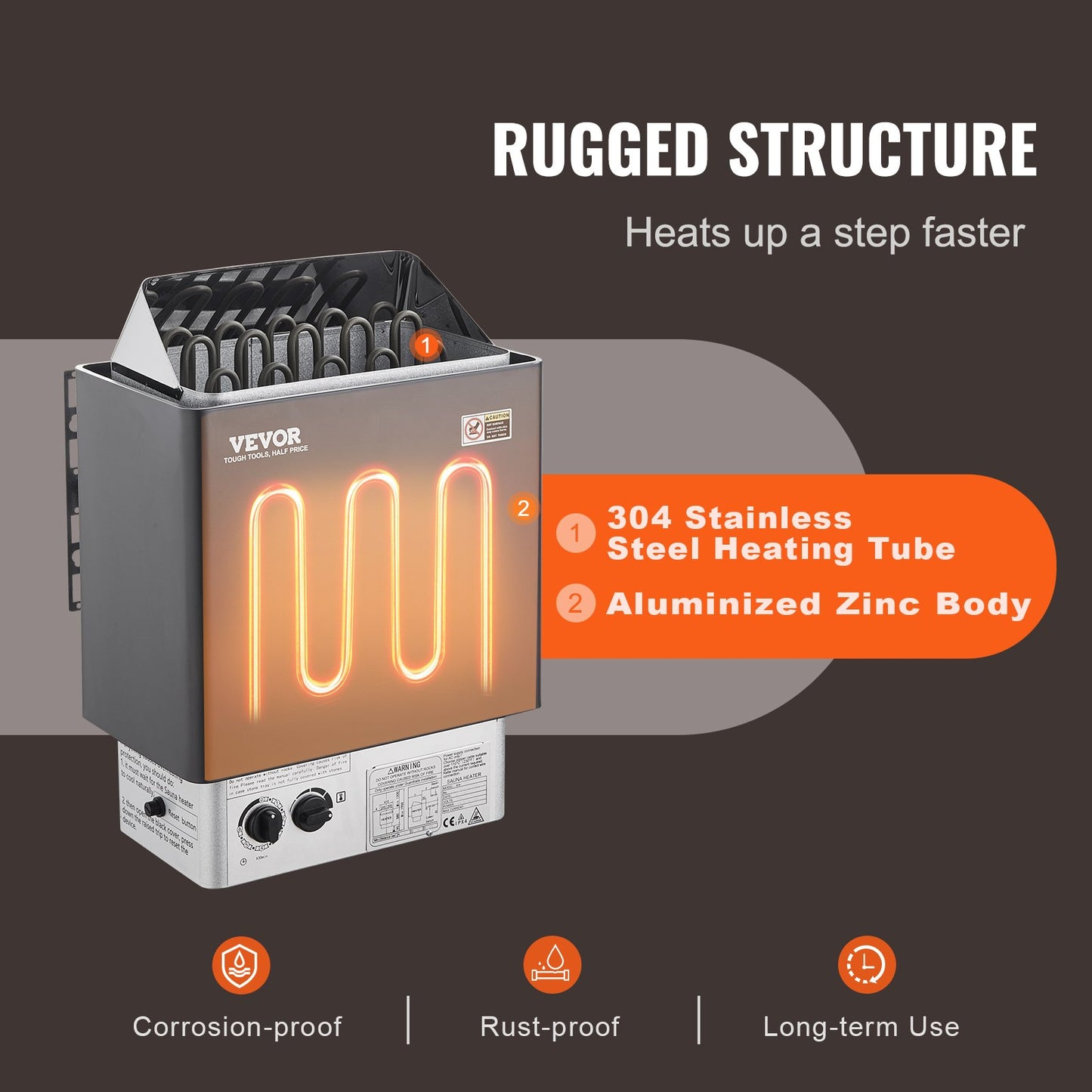9KW Electric Sauna Heater with Adjustable Temperature & 3H Timer for Home & Spa