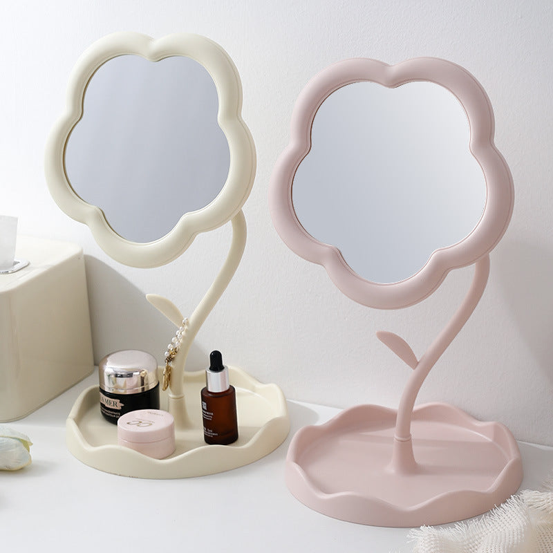 Desktop Makeup Mirror with Sunflower Design - Minimalist Korean Style