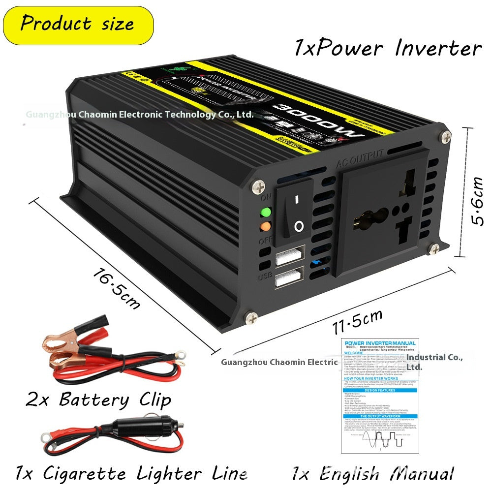 12V to 220V/110V 3000W Vehicle Solar Power Inverter Off-Grid High Frequency Conversion