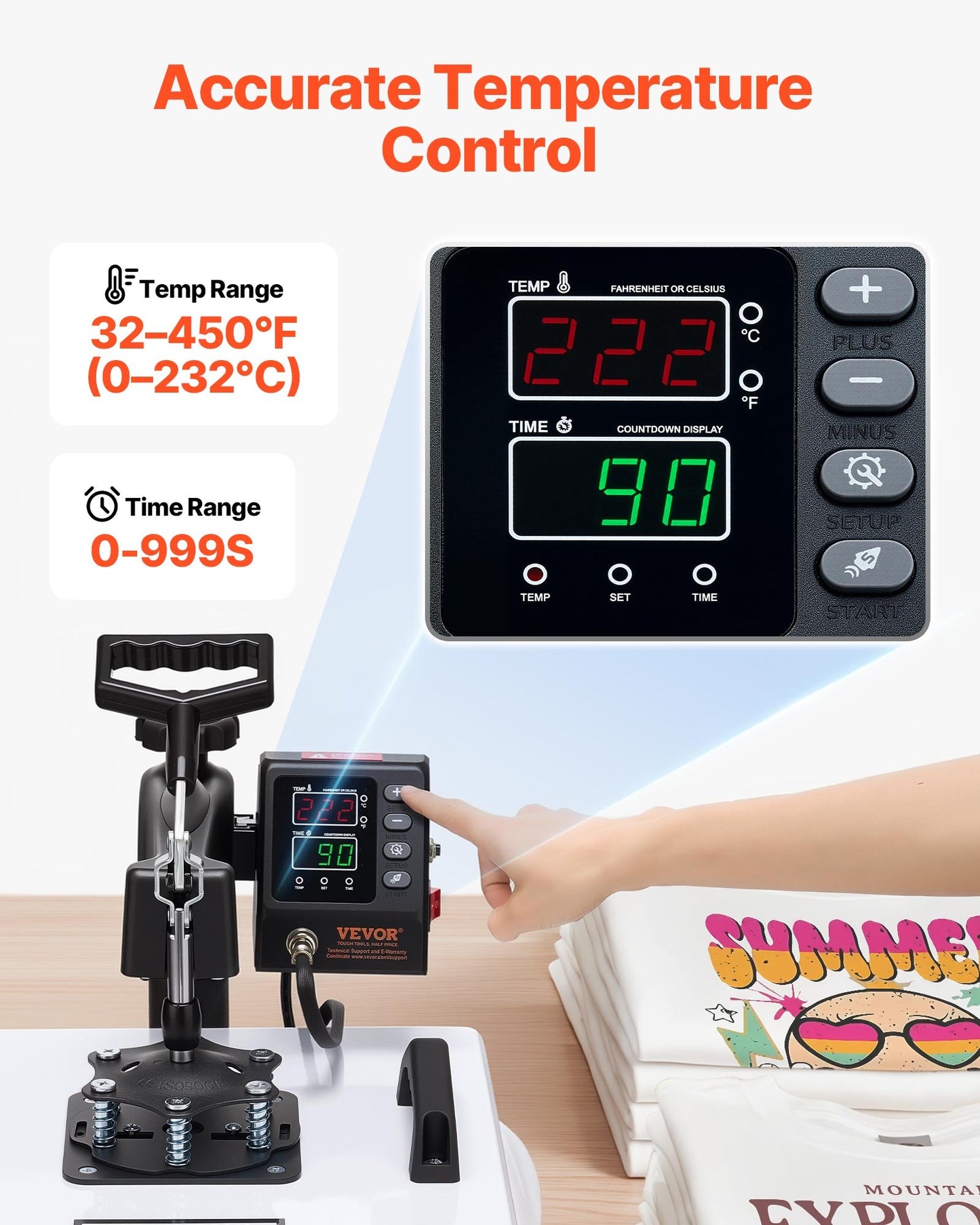 15x15 Inch Multifunction Heat Press Machine with Digital Control - Black