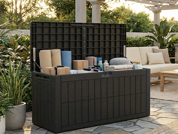1 0 Gallon Outdoor Storage Box Water Proof Resin Deck Lockable Bin