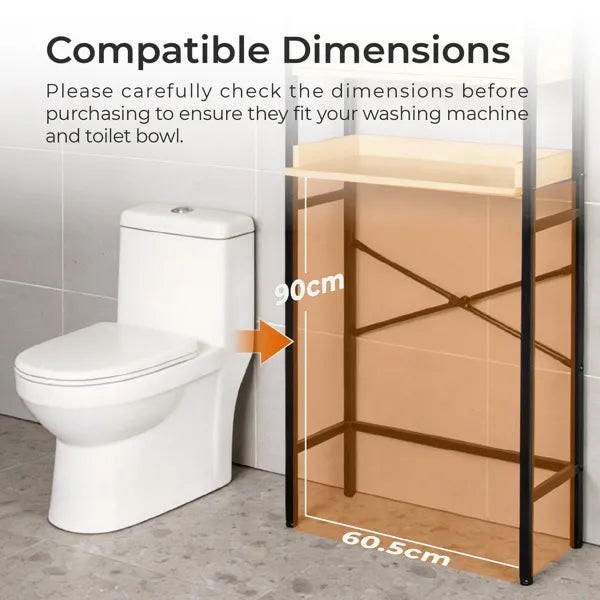 Over-the-Toilet Storage Cabinet - Wood Grain MDF with Doors & Shelf