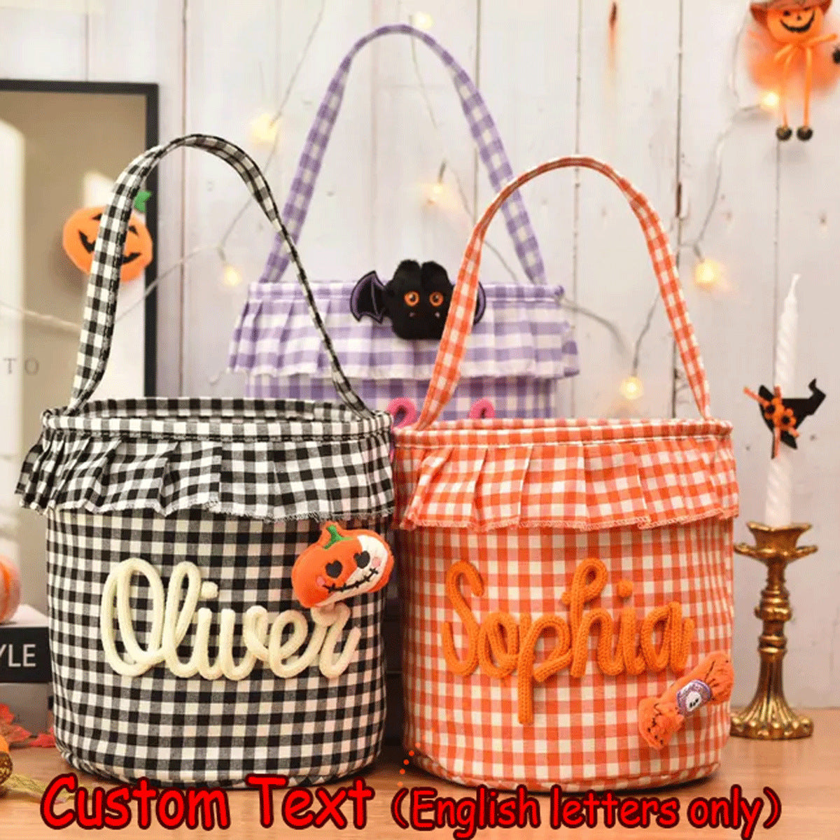 Embroidered Easter Plaid Handbag Basket for Festive Decor