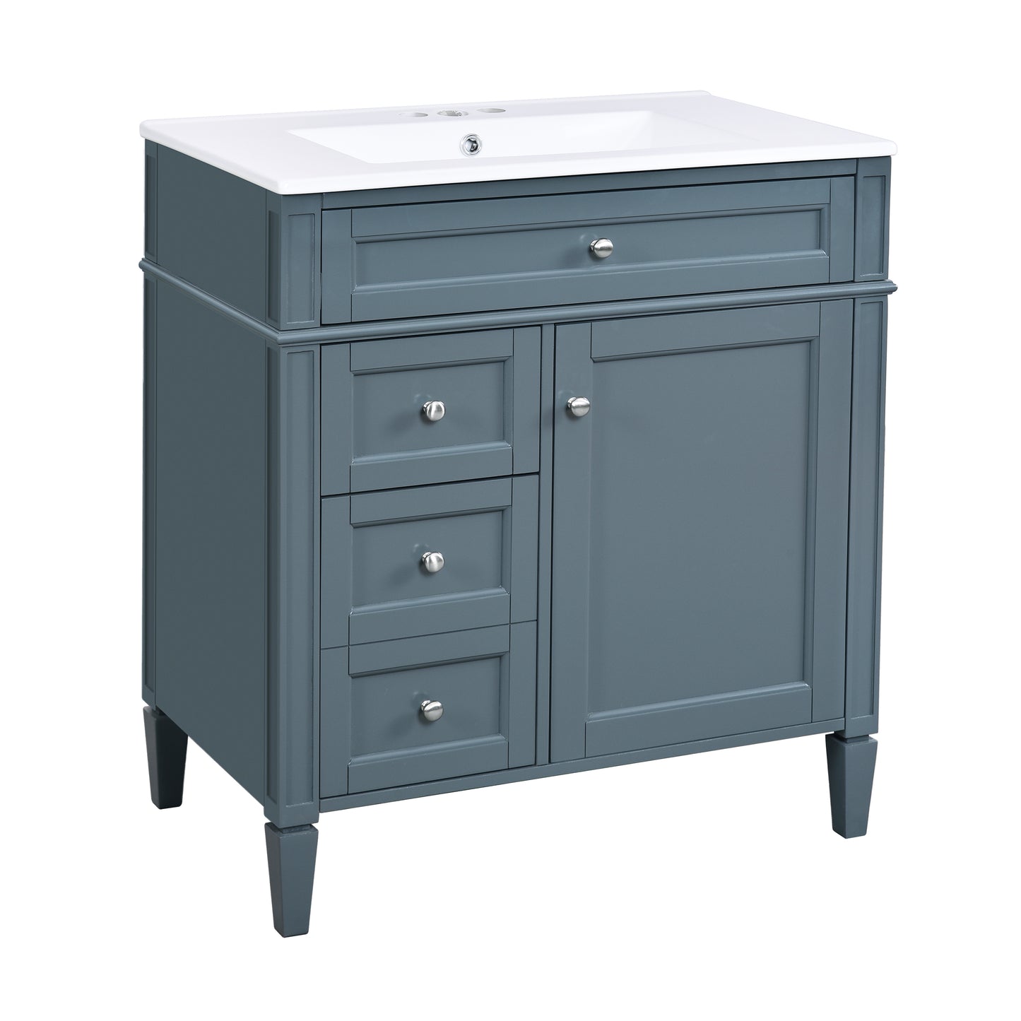 30'' Modern Bathroom Vanity with Sink & Storage - Blue