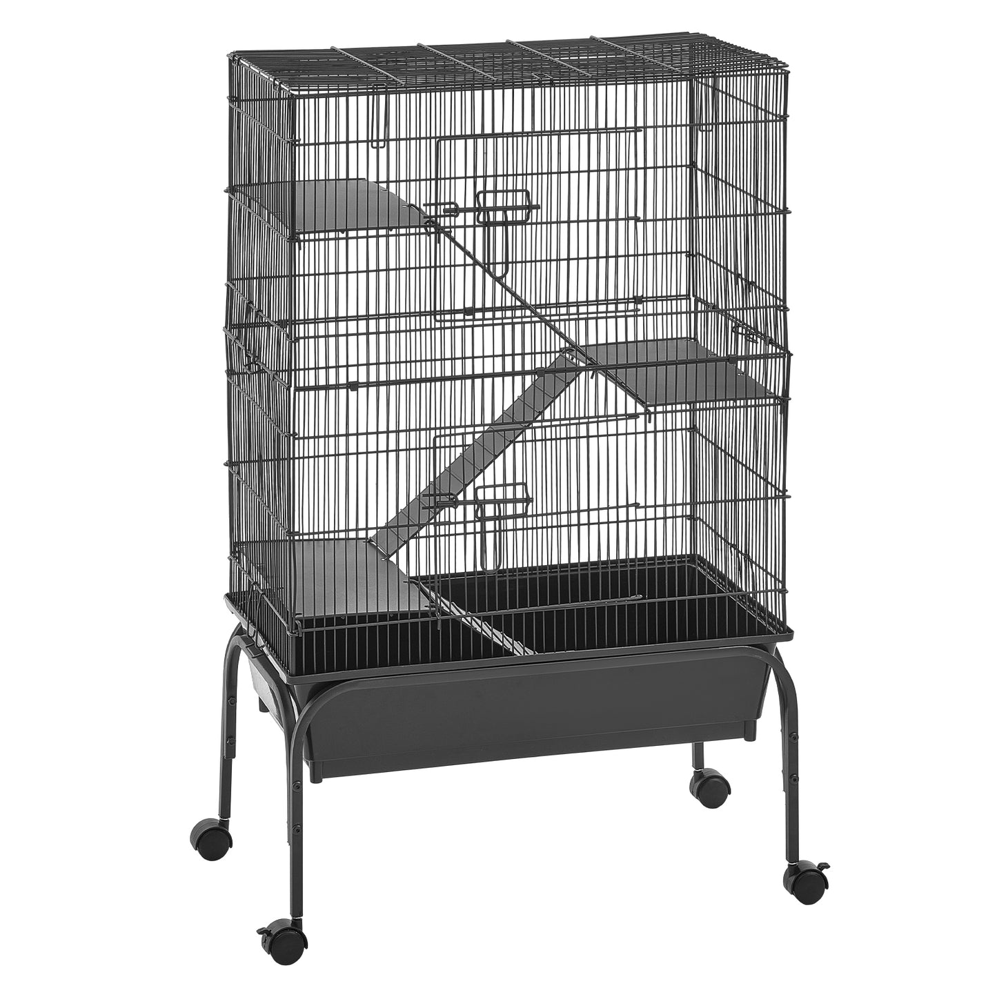 Small Animal Cage 39.8H 3-Tier Rolling Ferret & Rodent Habitat with Ramps & Tray