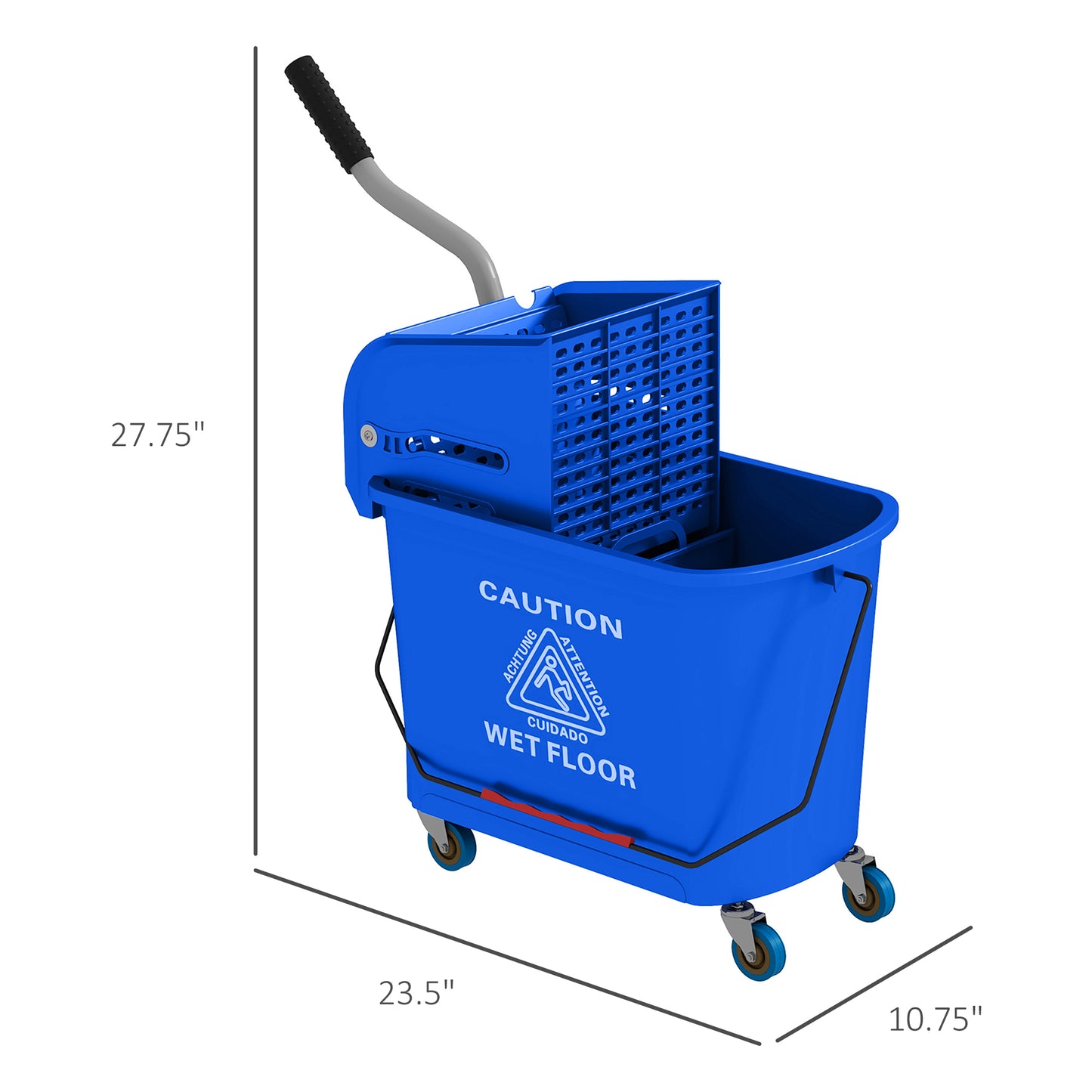 Blue 21 Quart Mop Bucket with Wringer & Water Separation for Floor Cleaning