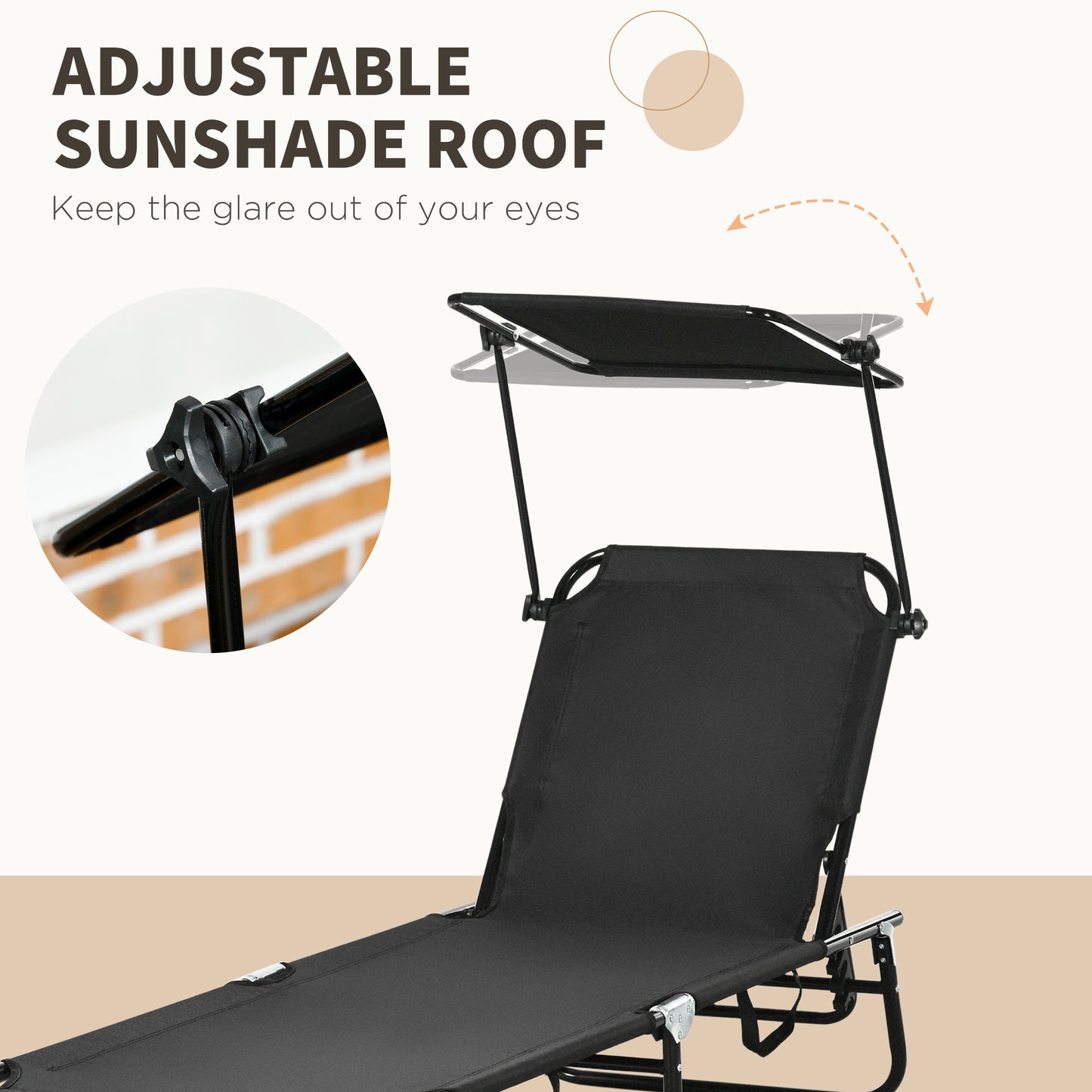 Outdoor Lounge Chairs Set of 2 - Adjustable Reclining, Black
