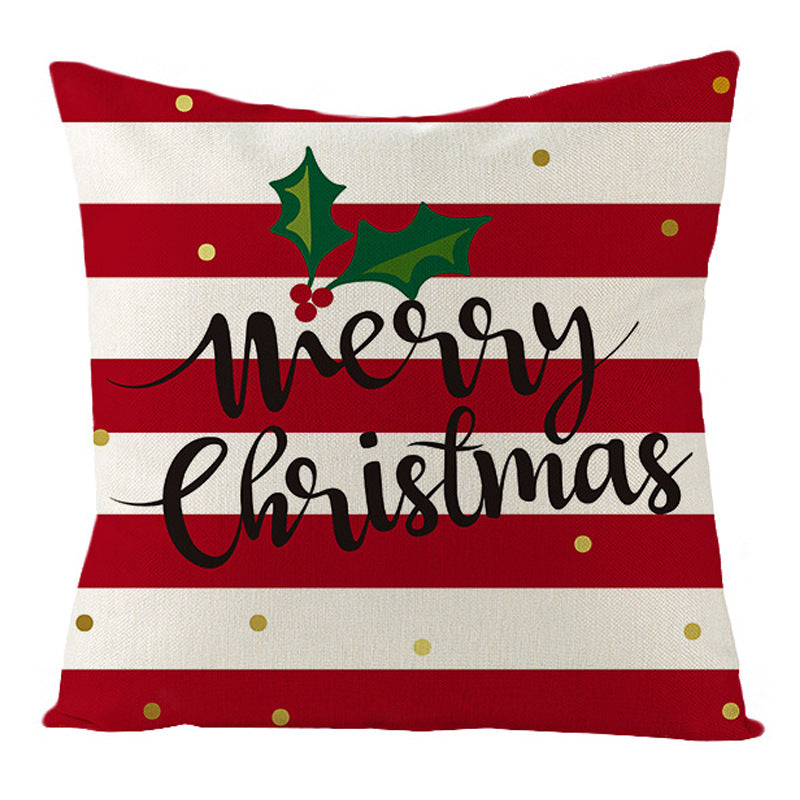 Christmas Pillow Cover Cartoon Letter Print Cushion Cover for Sofa & Office