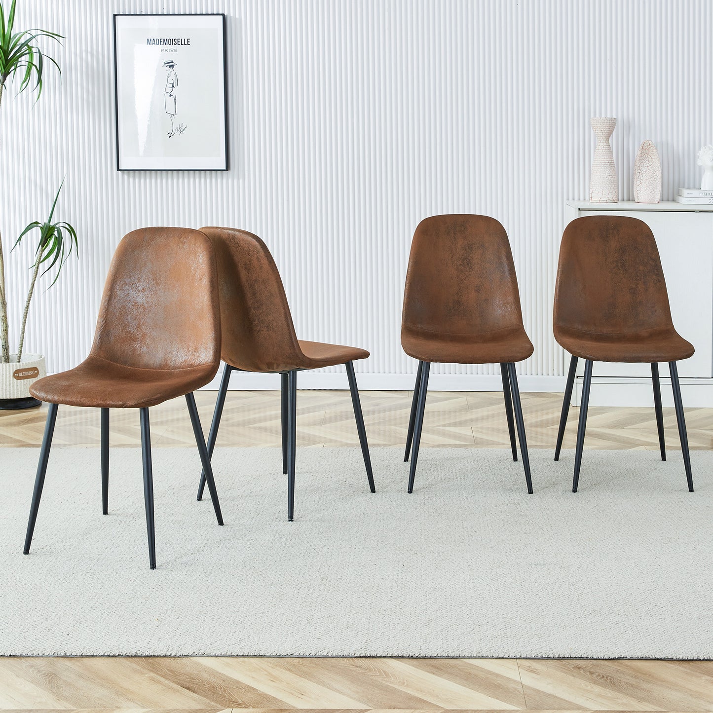 A Set Of 4 Modern Medieval Style Restaurant Cushioned Side Chairs,
