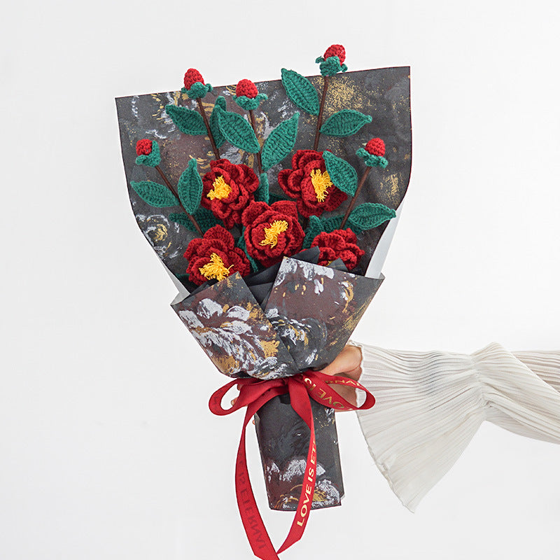 Artificial Flower Bouquet - Camellia Handmade Dried Flower Decor