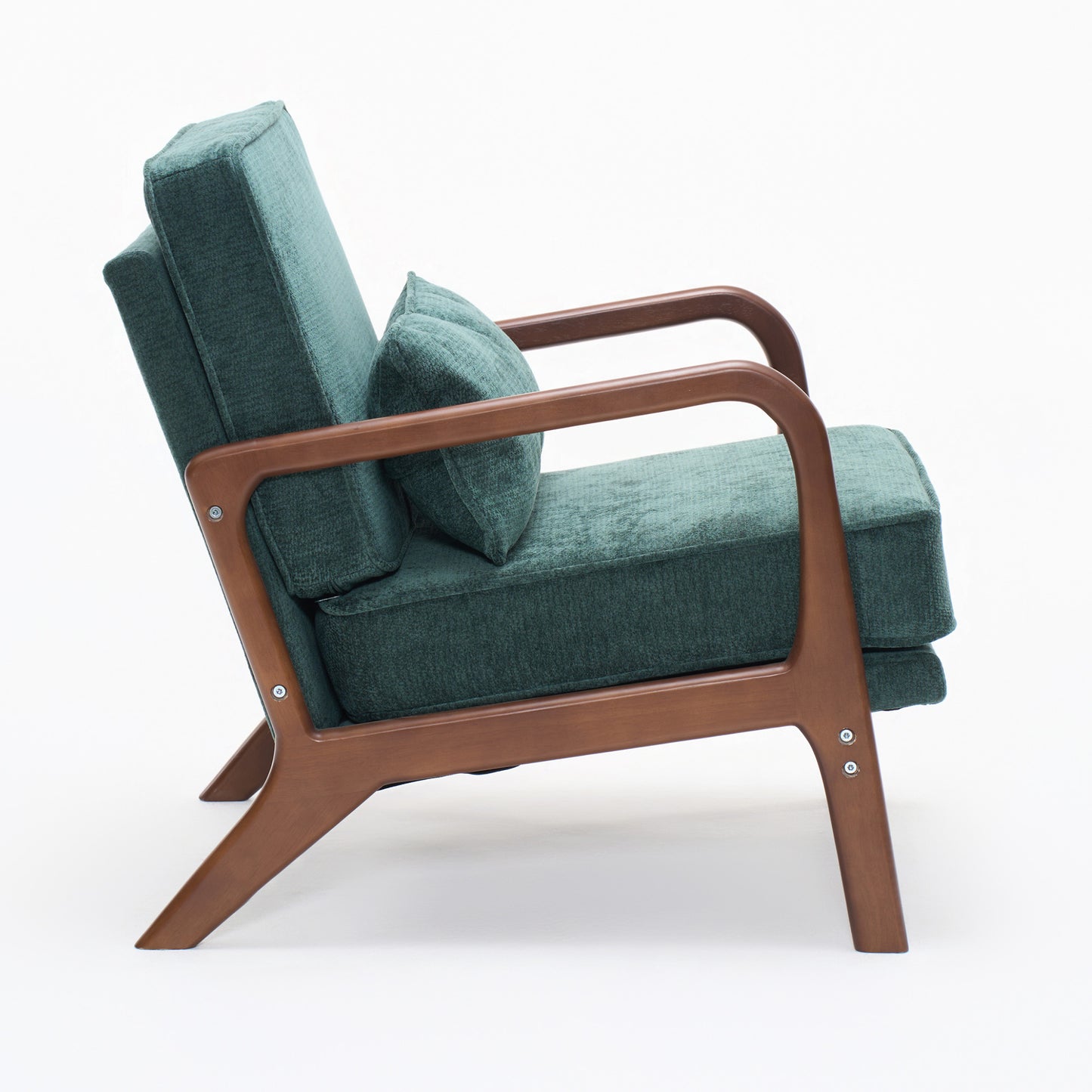 Mid-Century Modern Lounge Chair - Dark Green Upholstered Accent Chair