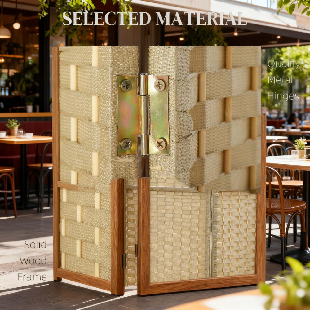 Folding Room Divider Screen - 4 Panel Privacy Divider in Beige