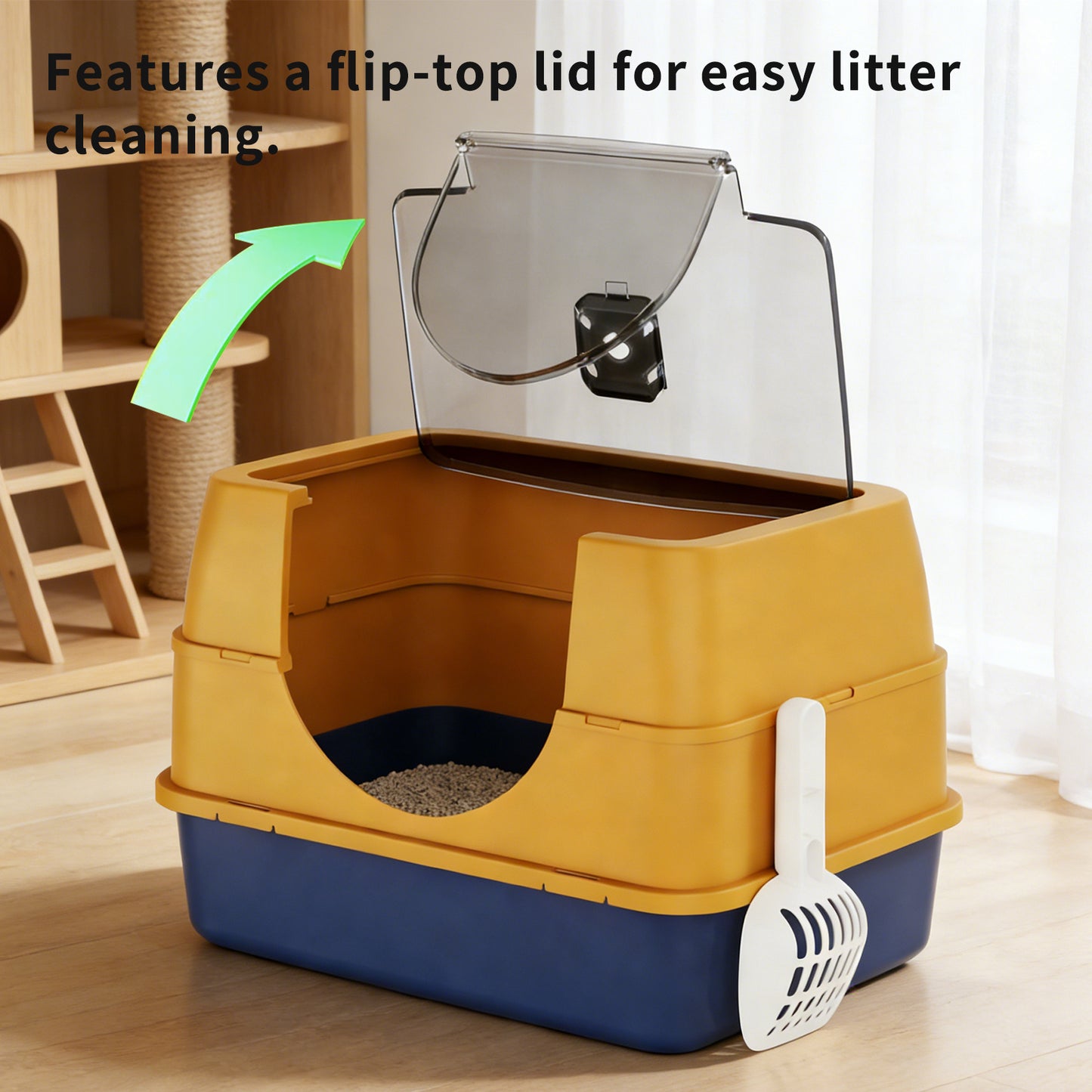 Dark Gray Fully Enclosed Cat Litter Box with Anti-Splash & Odor Locking - Large & Multi-Cat Households