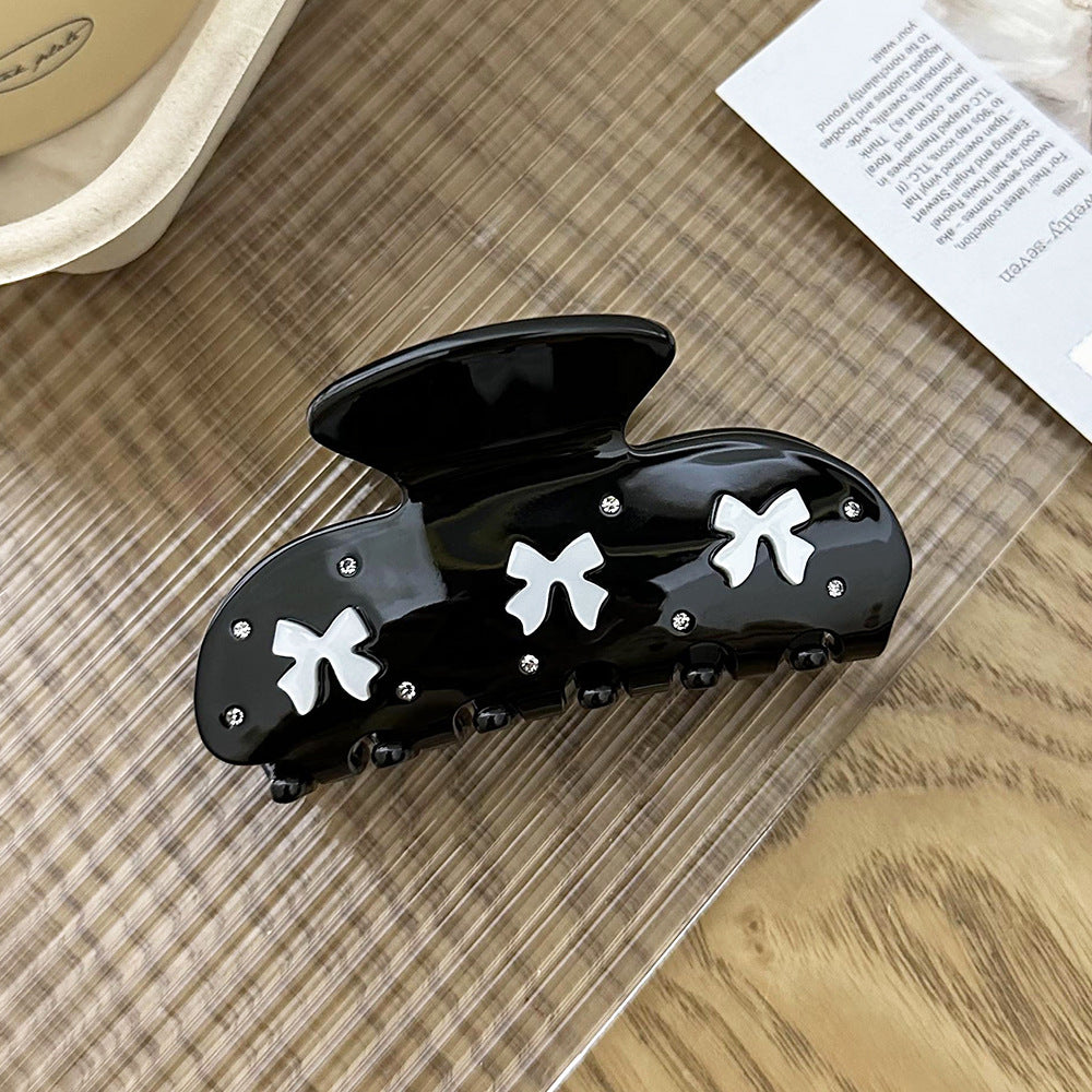 Handmade Acetic Acid Hair Clip with Rhinestone Butterfly and Diamond Accents