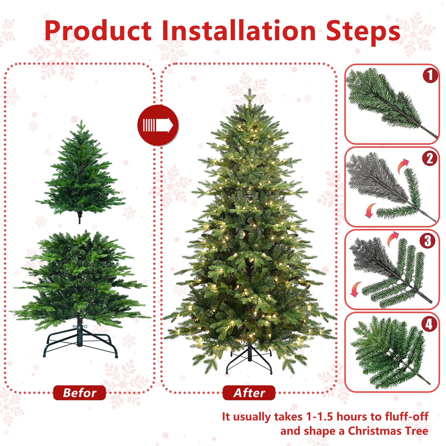 PVC Christmas Tree with Lights - Multiple Heights Available