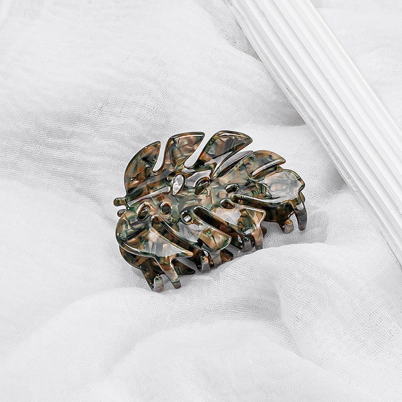 Elegant Leaf-Shaped Hair Clip for Back of Head