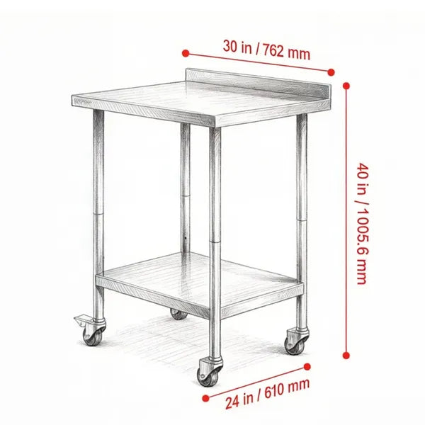 Sleek Metal Work Table With Easy To Clean And Adjustable Shelves For