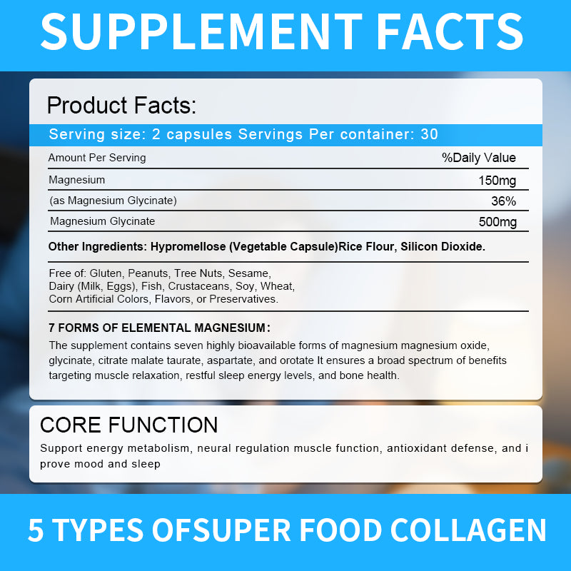 Magnesium Complex Supplement - Glycinate, Citrate & Malate Capsules