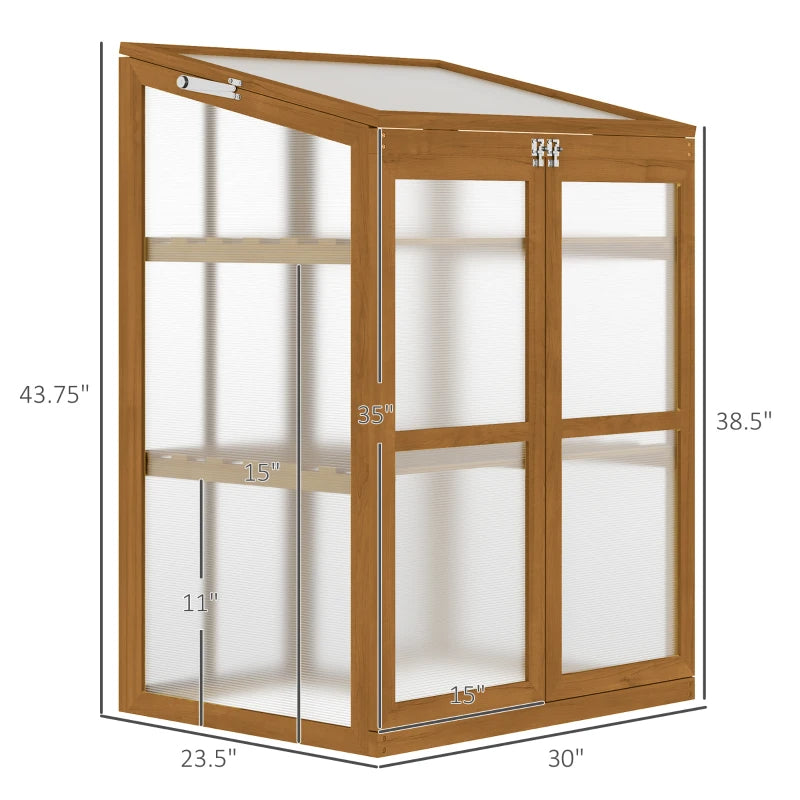 Wooden Cold Frame Greenhouse for Gardening – Small Mini Plant Protector