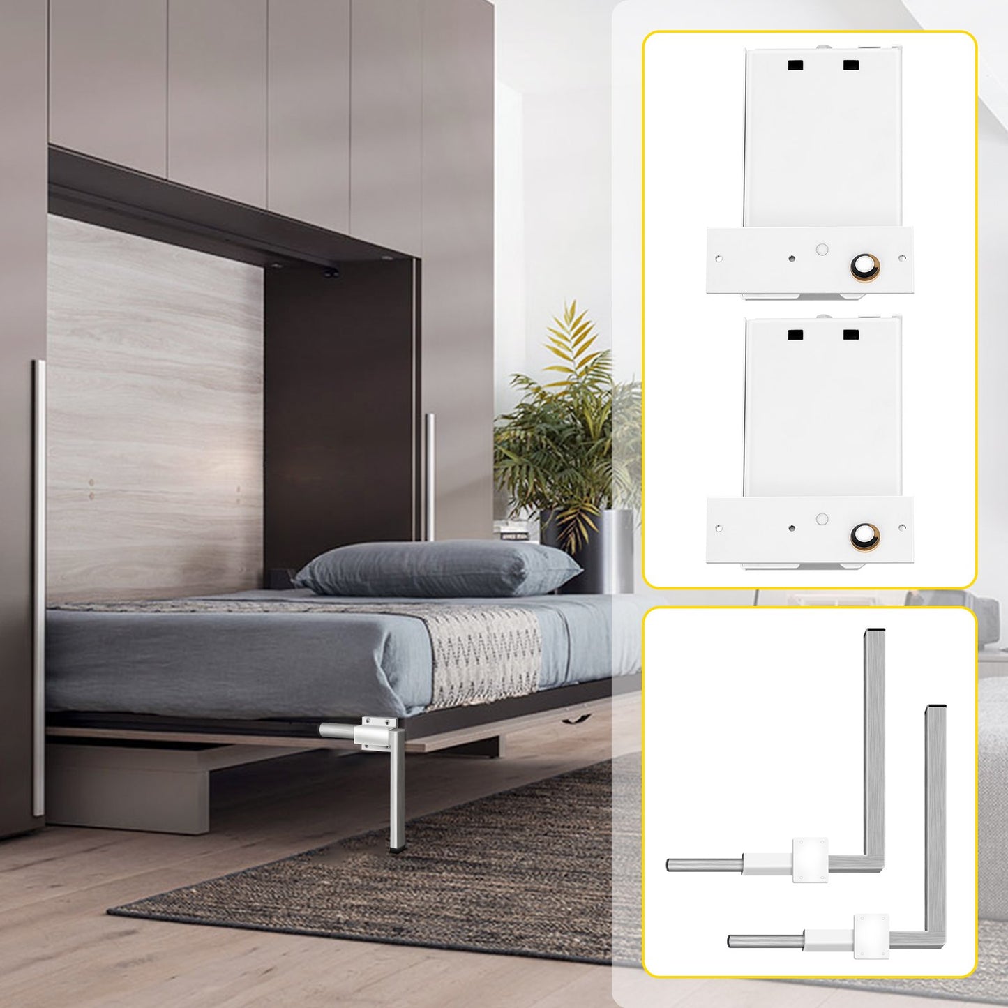 Heavy Duty Wall Bed Support Springs Kit for Queen & Twin Size Horizontal Murphy Bed - White