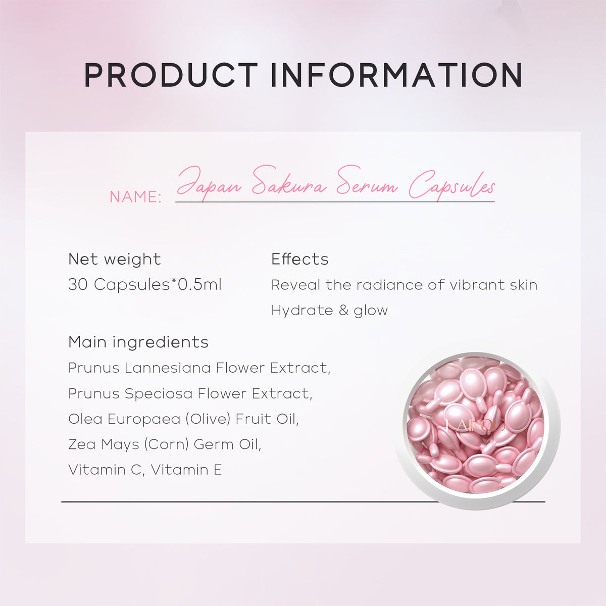 Hydrating Sakura Facial Capsules - 30 Count Hydrating Serum Set