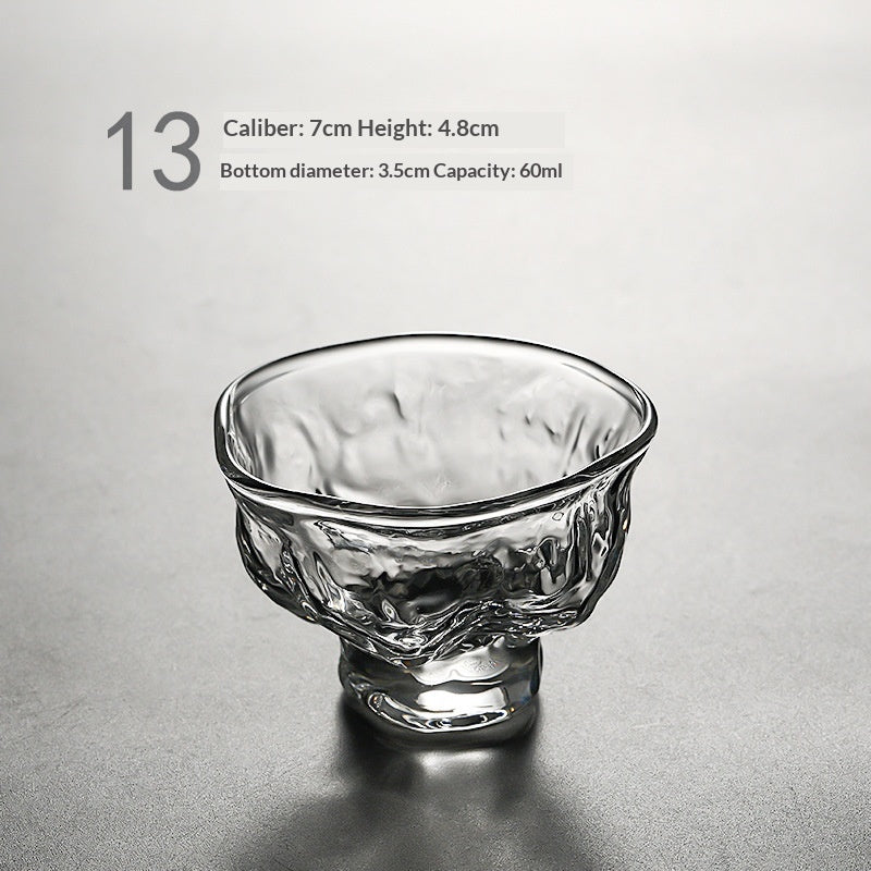 Tea-Boiling Glass Teacup with Kung Fu Style, Small Transparent Drinking Cup