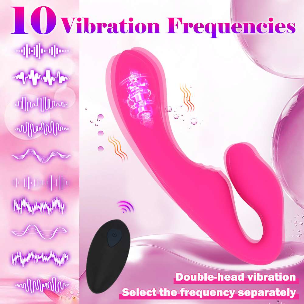 Strapless Strap-On G-Spot Dildo Vibrator with Remote Control - 10 Vibration Settings