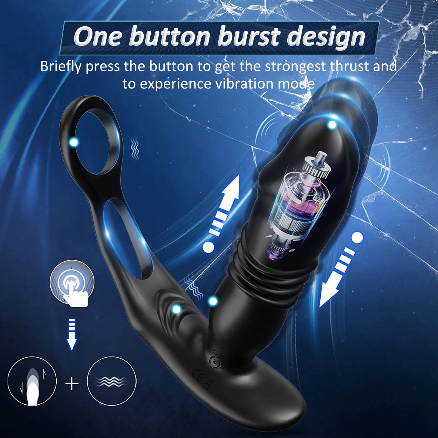 Remote Control Double Ring Telescopic Prostate Massager Black & USB