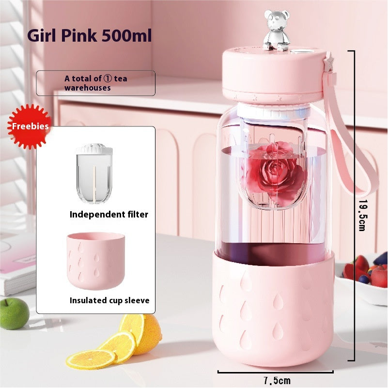 Magnetic Glass Water Cup with Tea Filter Sealed Leakproof Drinkware
