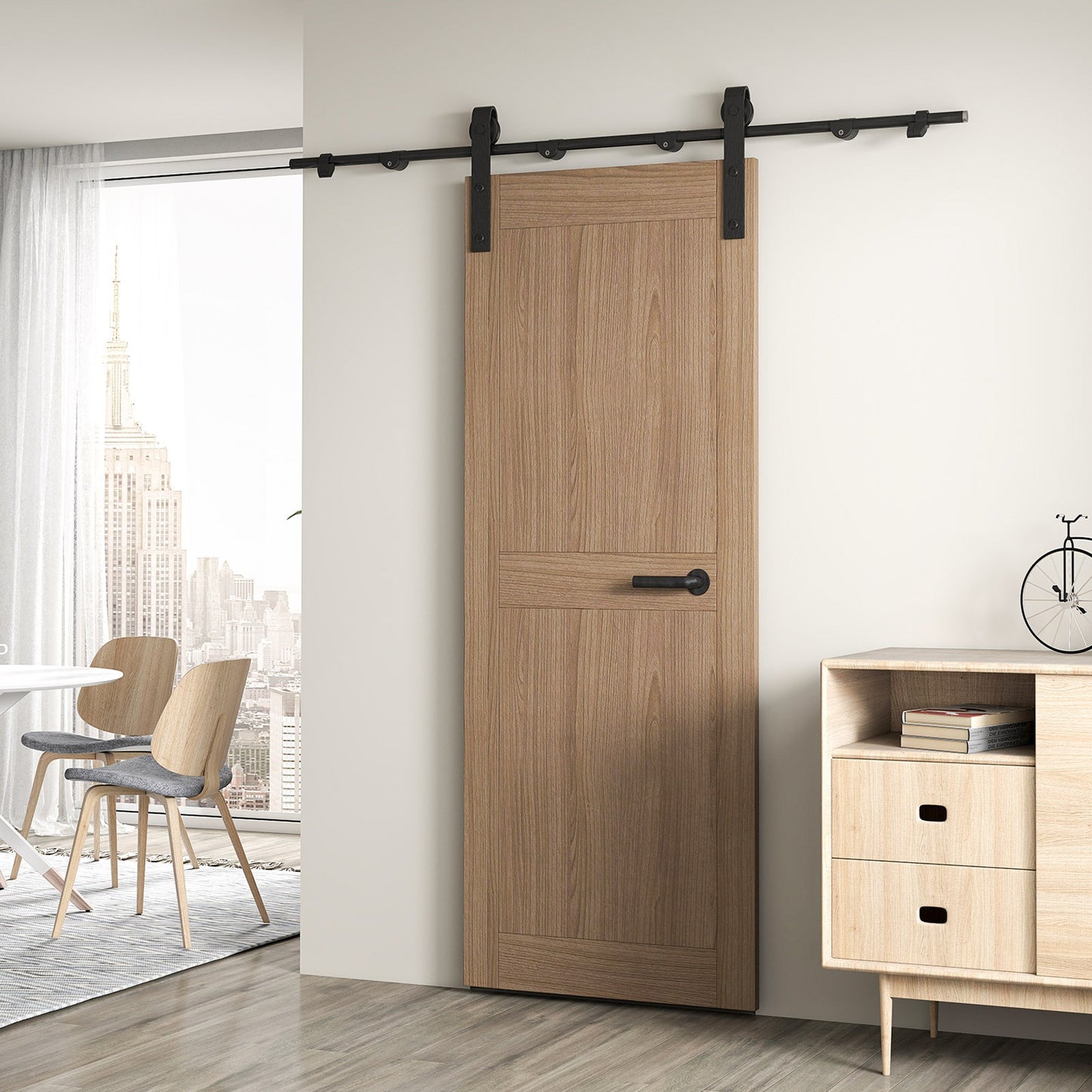 6.6FT Sliding Barn Door Hardware Kit Smoothly And Quietly Track With