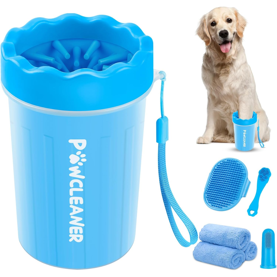 Pet Paw Cleaner Set for Dogs & Cats - Includes Paw Washer Towels & Toothbrushes