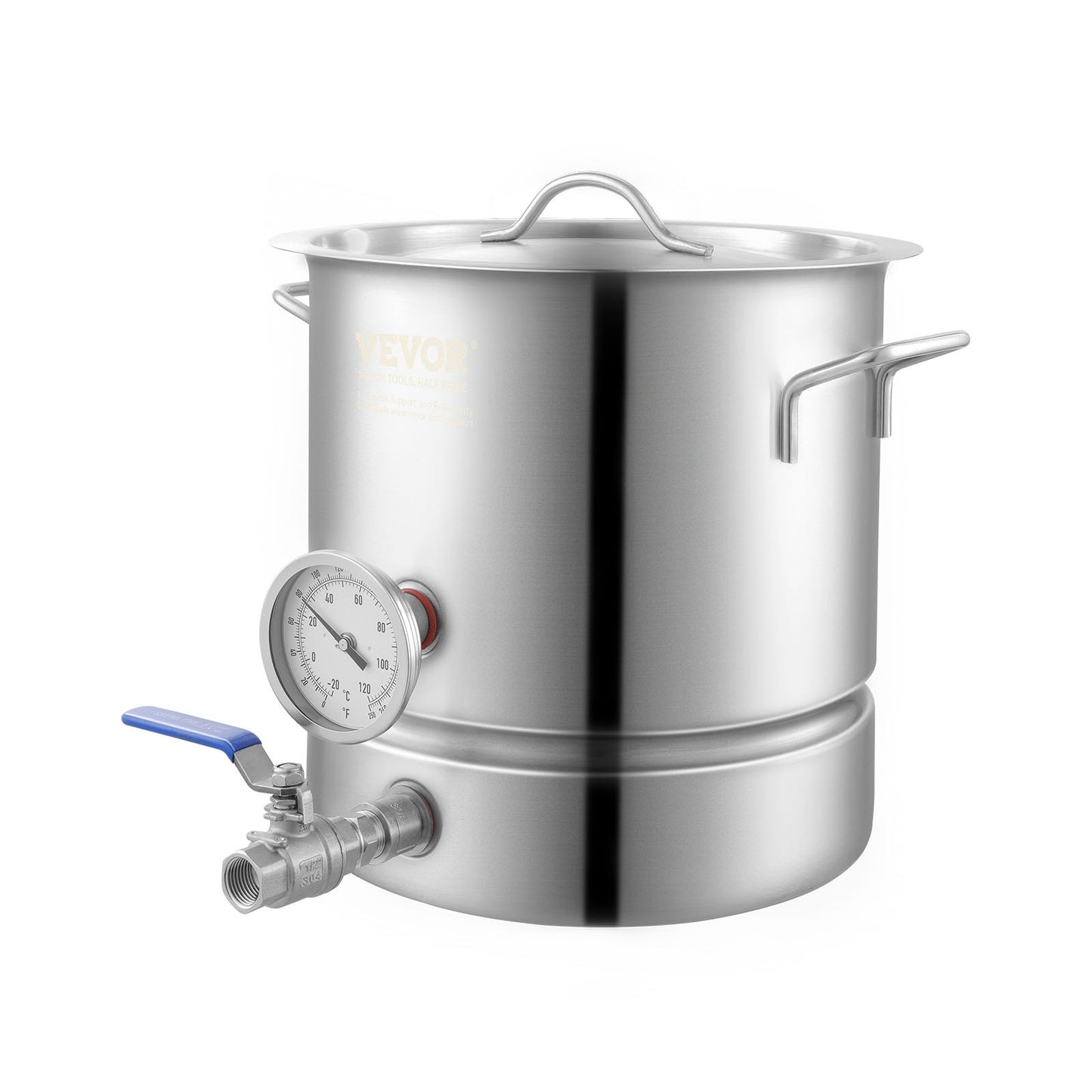 5 Gallon Stainless Steel Brew Kettle with Thermometer & Spigot