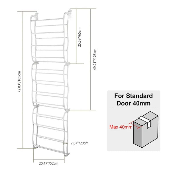 36 Pairs Over-The-Door Shoe Rack 12 Layers Wall Hanging Closet