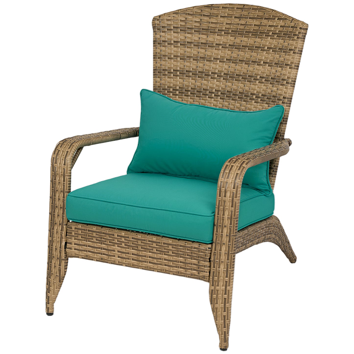 Adirondack Patio Chair with Rattan Wicker & Soft Cushions - Sky Blue