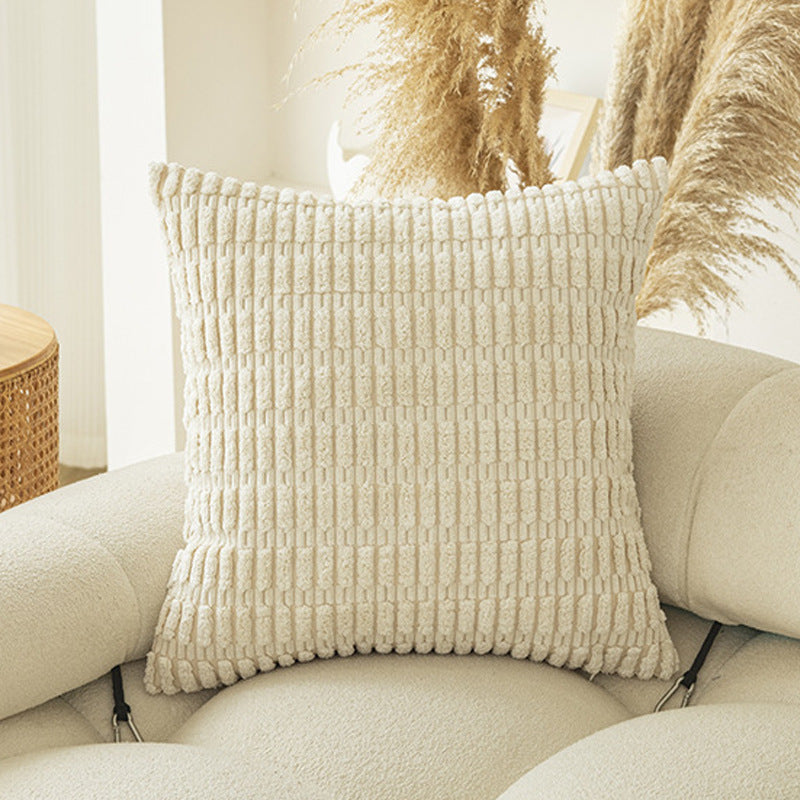 Boho Striped Throw Pillow Covers Plush Fabric Cushion Covers for Sofa & Bed