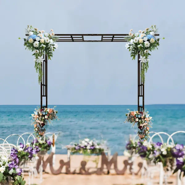 Adjustable Metal Garden Arch for Climbing Plants - Black
