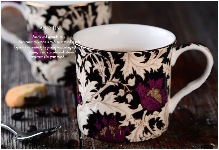 European Blue and White Ceramic Mug 300ml - Kitchen Drinkware