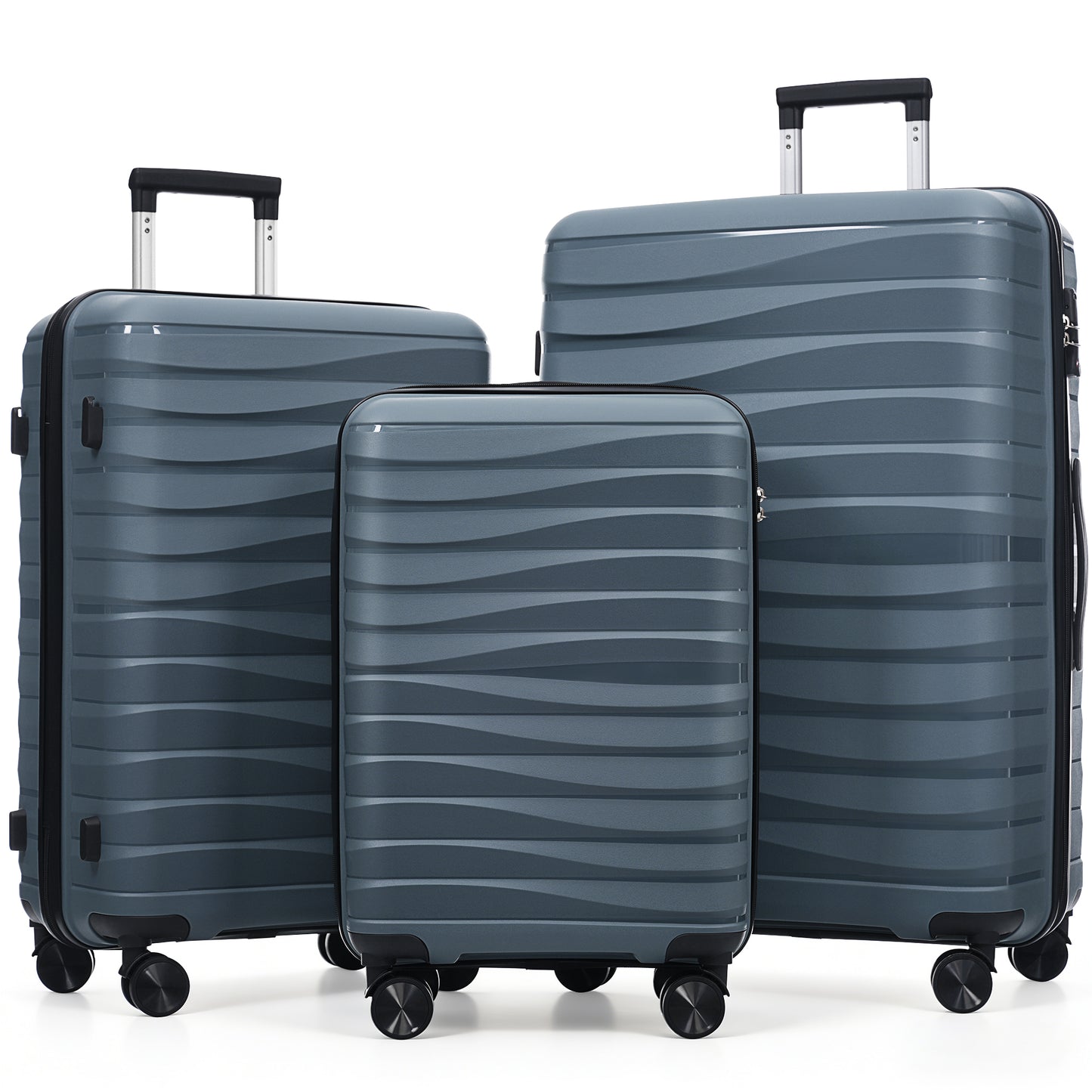 Premium 3-Piece Luggage Set with TSA Lock - 20, 24, 28 Inch, Grey-Blue