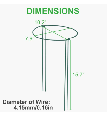 Garden Plant Support Ring Stand Metal Support Frame for Plants - Green