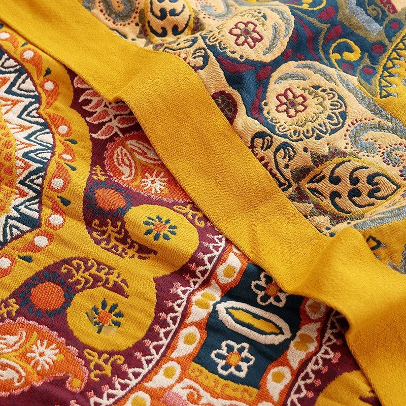 Cross-border Five-layer Gauze Cotton Thangka Bedding Set - Geometric Pattern