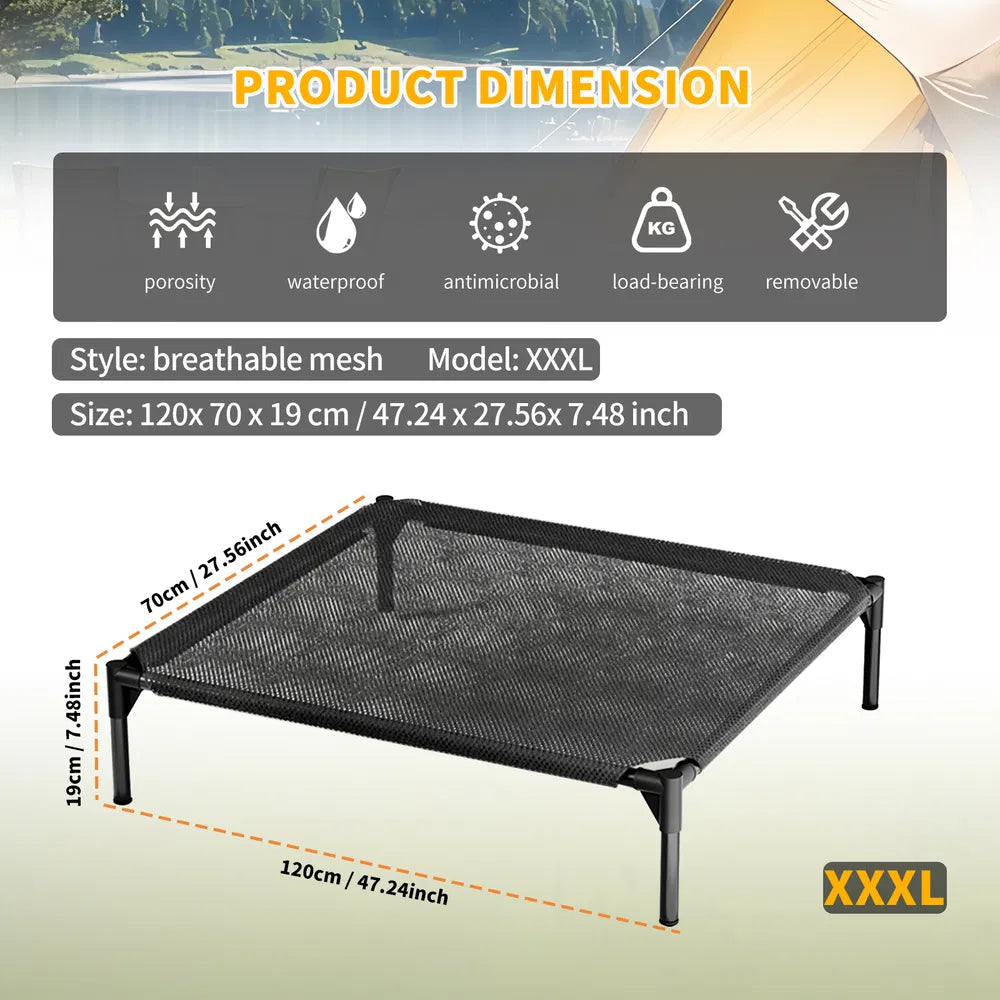 XL Elevated Mesh Pet Bed for Indoor & Outdoor Use - Breathable Cooling Design