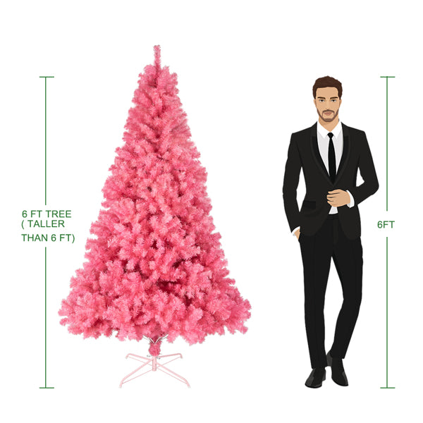6ft Pink PVC Christmas Tree - Lush Holiday Decoration