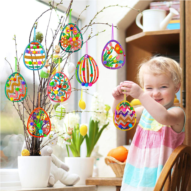 32 Sets Wooden Easter Egg Ornaments Craft Kit - DIY Decor