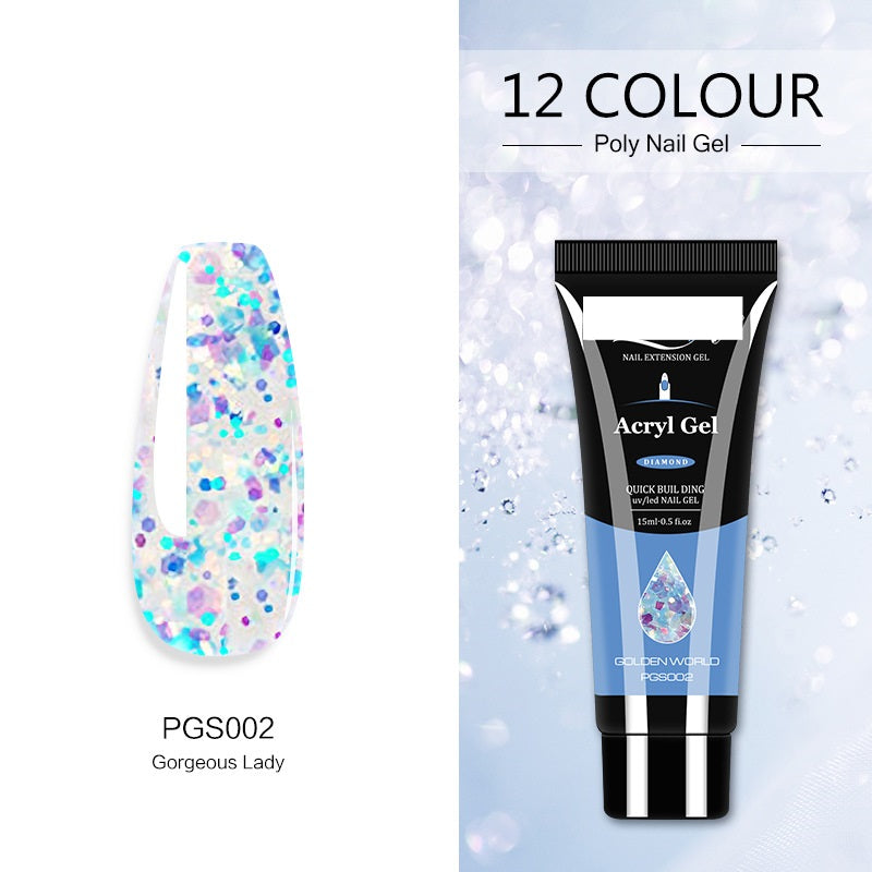 Women's Crystal Nail Polish Extender - Glitter & Capacity Variants 15ML