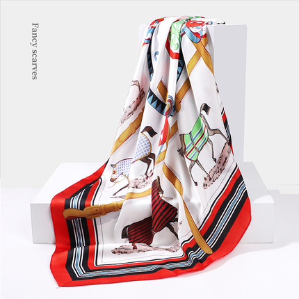 Women's Geometric Square Scarf - Large Polyester Fashion Accessory