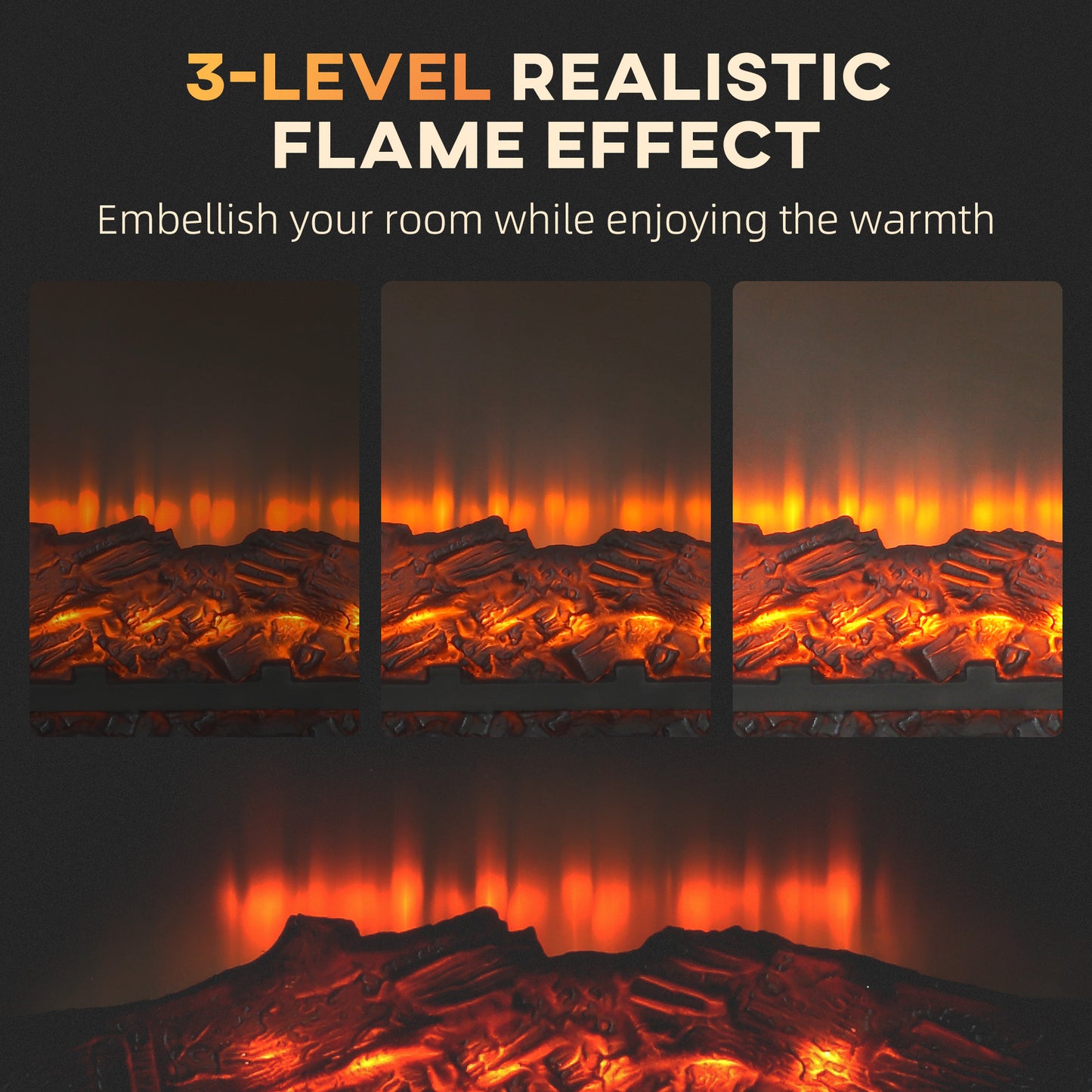 Electric Fireplace with Mantel - Adjustable Flame & Heating for Home