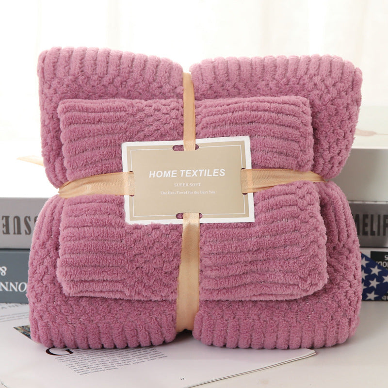 Thick Coral Fleece Bath Towel - Household Shower & Beach Towel Set