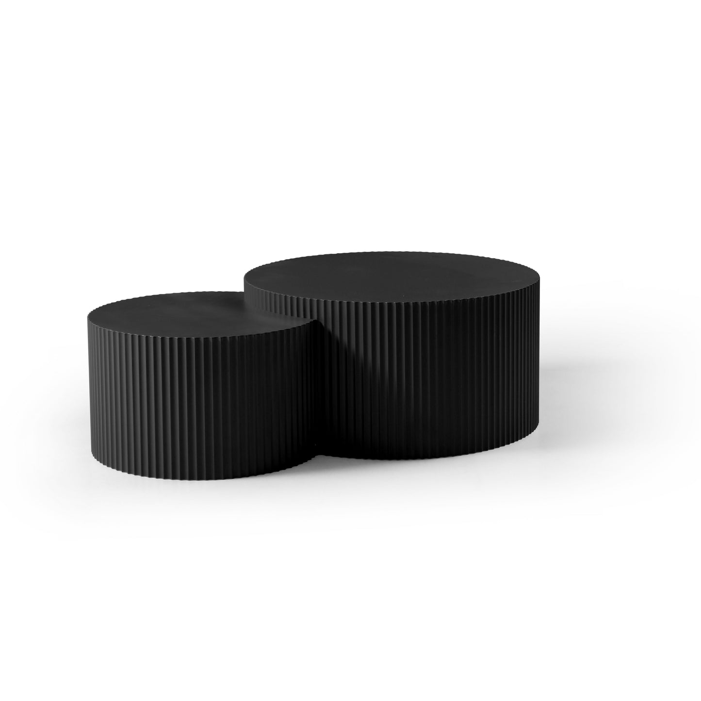 Black Nesting Table Set of 2 - Round & Half Moon Shapes, No Assembly